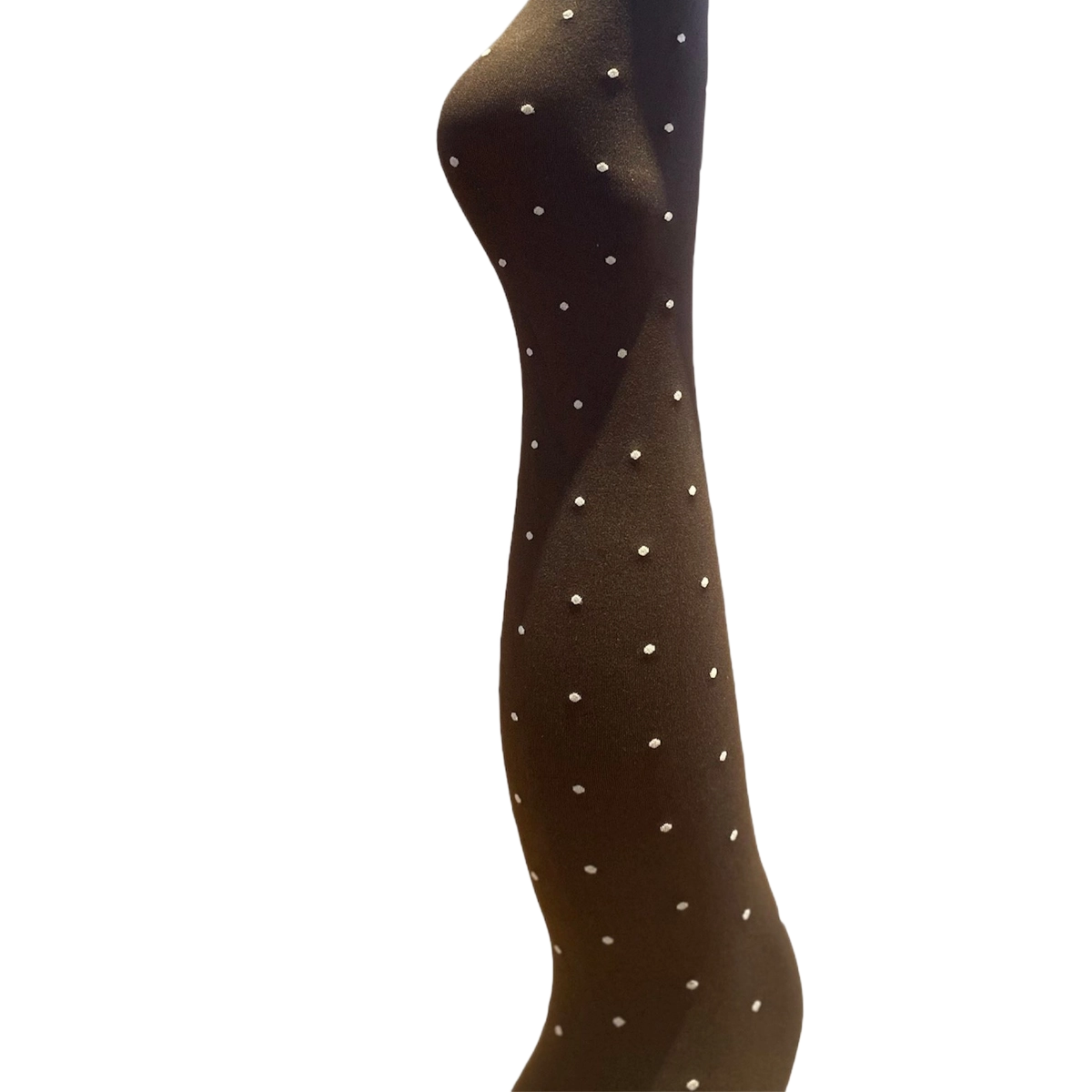 Agnes Strømpebukser - Dark brown w. off white dots