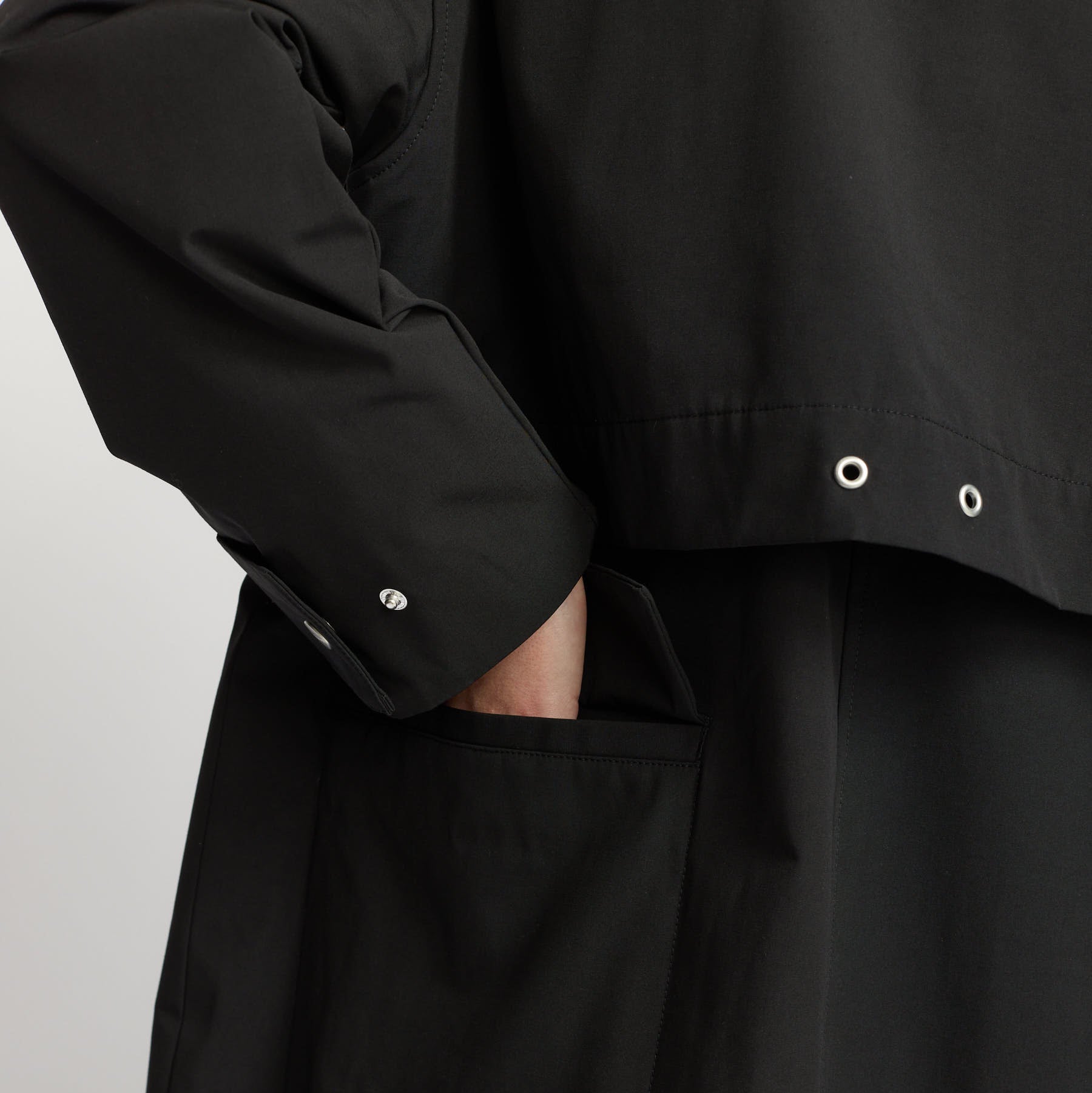 Sort trenchcoat vinterjakke fra Selfhood