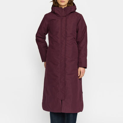 Lang Hooded Parka, Jakke - Burgundy