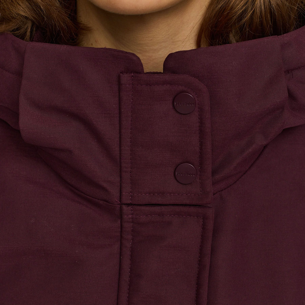 Lang Hooded Parka, Jakke - Burgundy