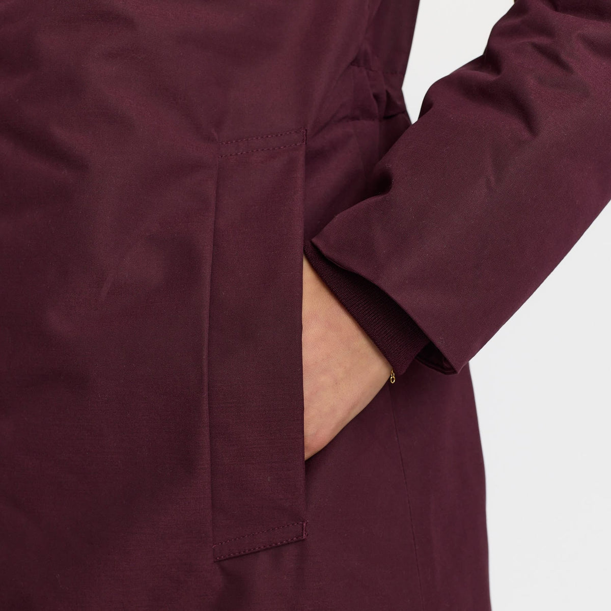Lang Hooded Parka, Jakke - Burgundy