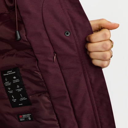 Lang Hooded Parka, Jakke - Burgundy