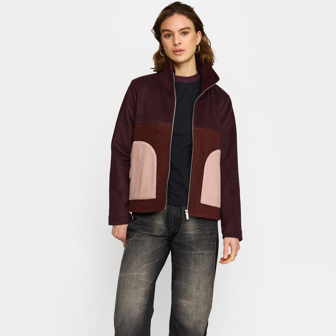 Block Jacket, Jakke - Burgundy