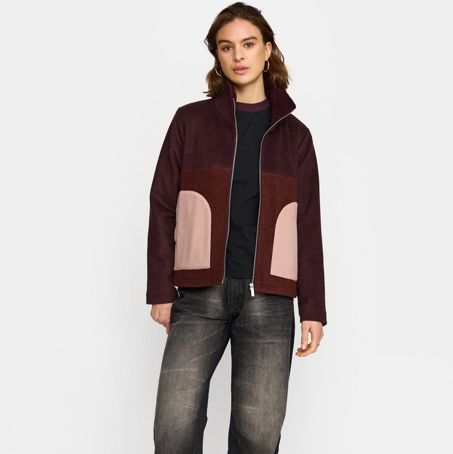 Block Jacket, Jakke - Burgundy