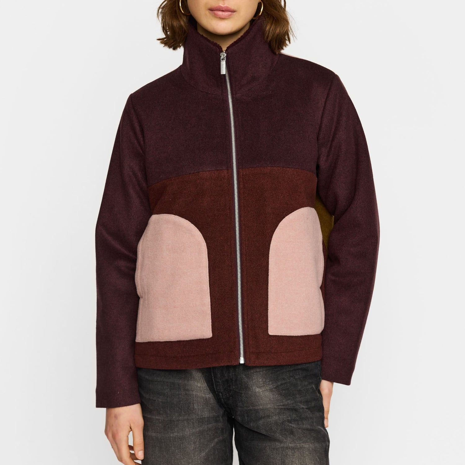 Block Jacket, Jakke - Burgundy