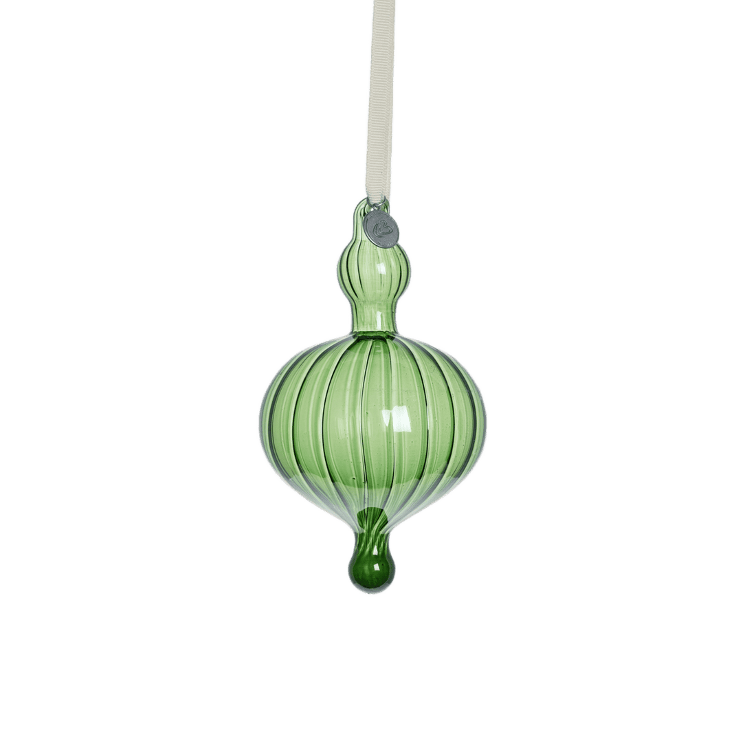 Grøn glas julekugle fra Lene Bjerre formet som en kupel