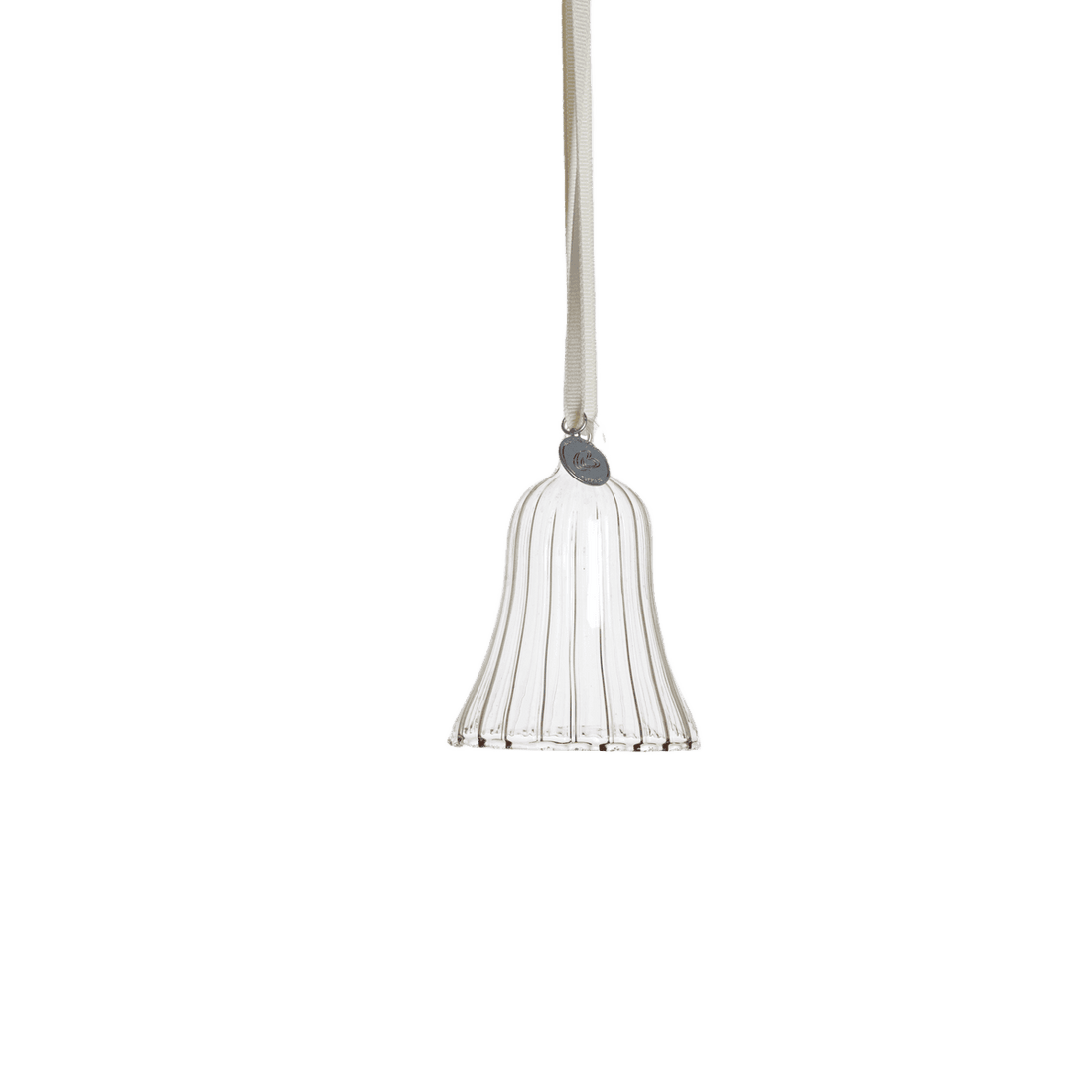 Klar glas julekugle fra Lene Bjerre formet som en klokke