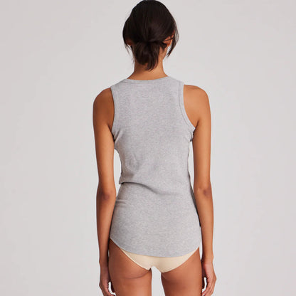 Alberte 1x1 Rib Top - Øko Bomuld - Light Grey Melange