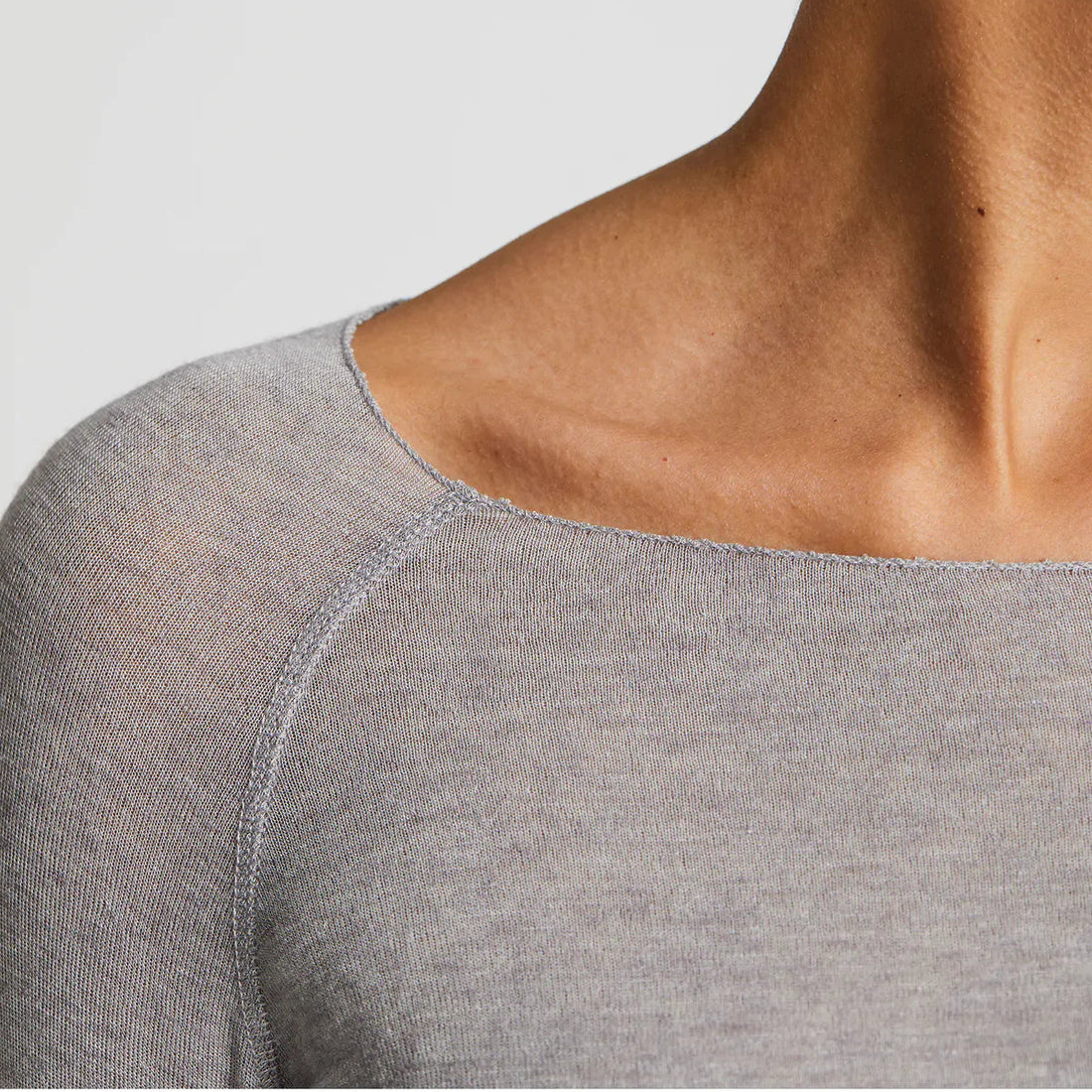 Amalie Bluse - Viskose/Uld - Light Grey Melange