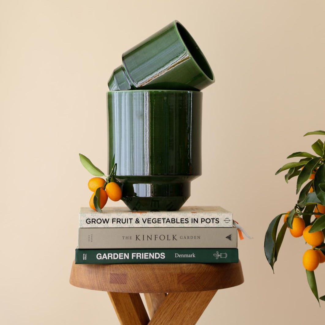 Grøn glaseret Hof potte fra Bergs Potter