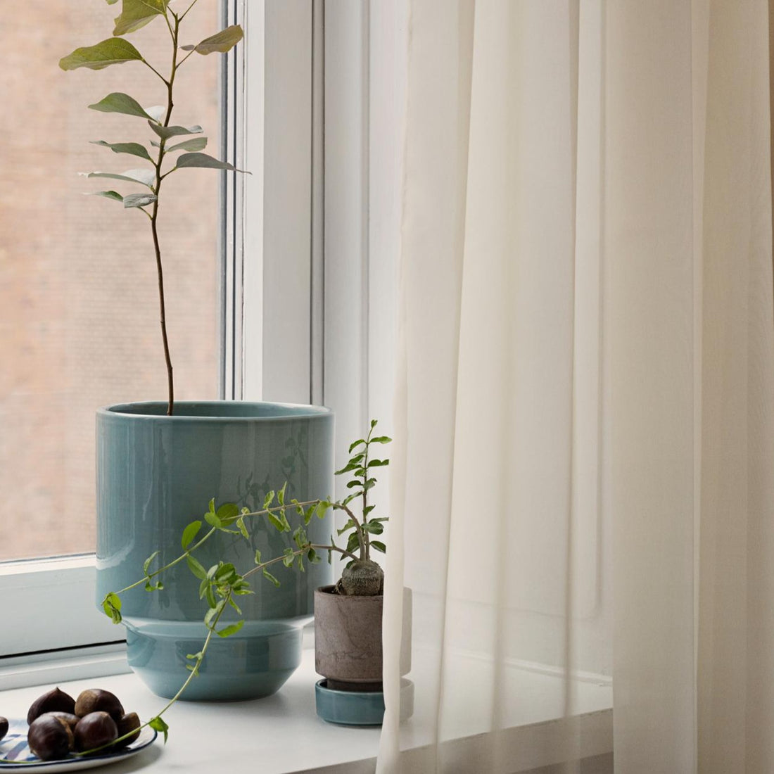 Lyseblå glaseret Hof potte fra Bergs Potter