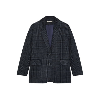 Camarón blazer med klassisk revers og to knapper i grå/blå fra Maison Hotel