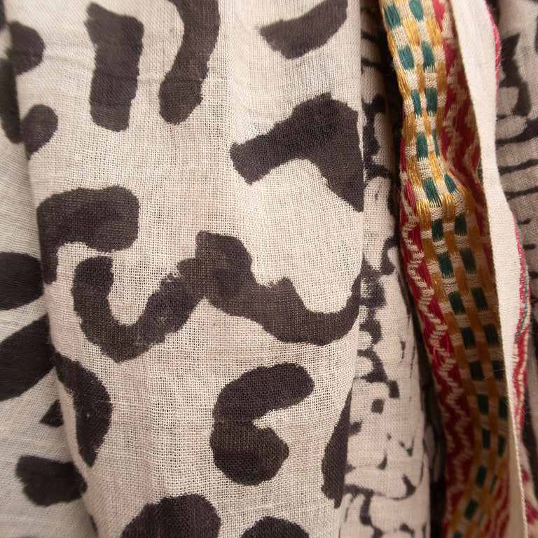 Bagru Tørklæde - Bomuld - Black Leo 