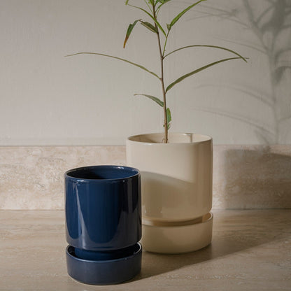 The Hoff Pot &amp; Saucer - Glaseret Sæt - Sandstone
