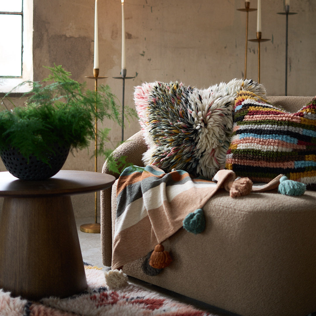 Shaggy Pude - Uld &amp; Bomuld - Multi Stripe