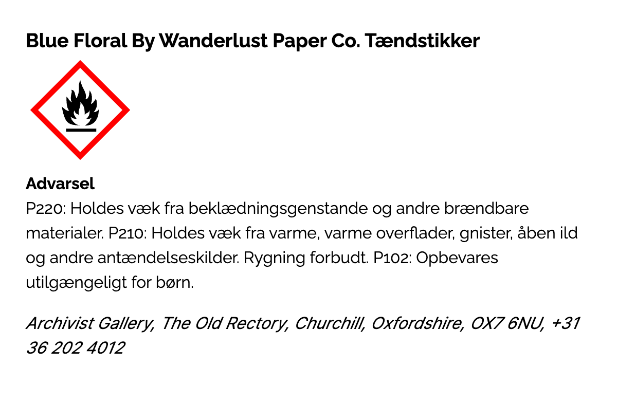 Tændstikker - Blue Floral By Wanderlust Paper Co.