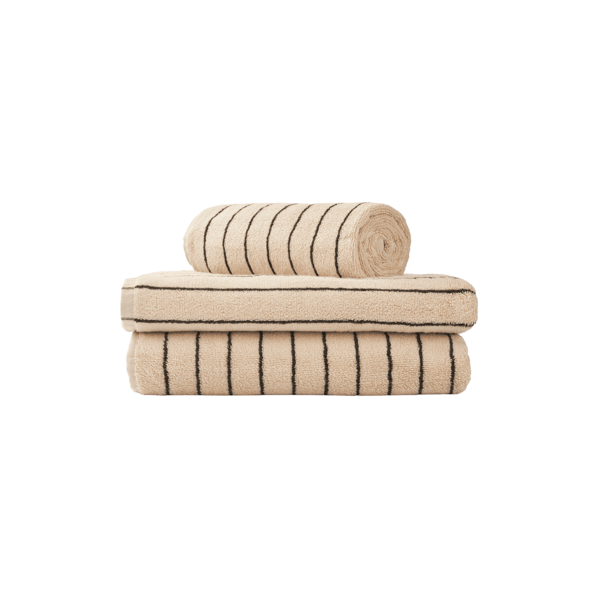 Bongusta naram håndklæde i hvid med en mørkeblå stribe