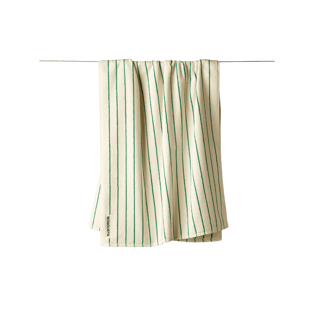 Bongusta Naram håndklæder i hvid med en grøn tynd stribe
