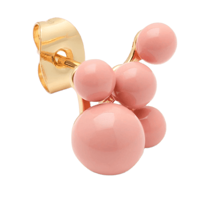 Moderne ørering fra LULU Copenhagen i coral pink med dekorative kugleformer