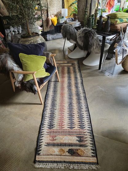 Fir - Jute Kelim Løber - Sort/Brun/Beige