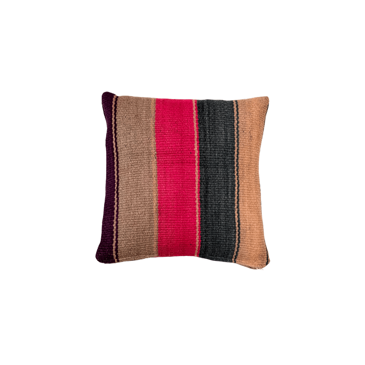 Lille frazada pude - 40x40cm. Fra Bolivia i lyserød, lilla, grå, grøn og beige farver