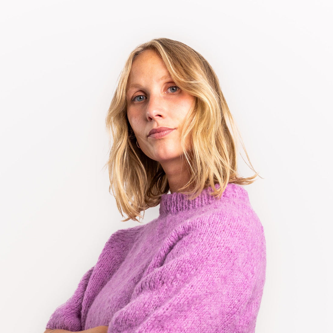 Coffee Beanies alpaka striktrøje i lyserød  dejlig tyk og lækker blød