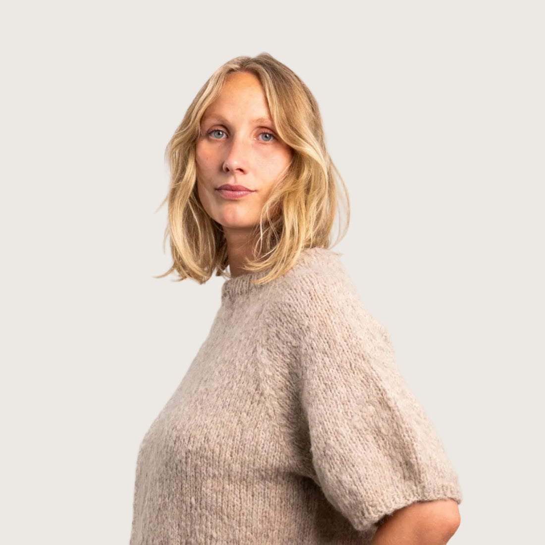 Ida Kortærmet Striktrøje - Alpacamix - Sandy