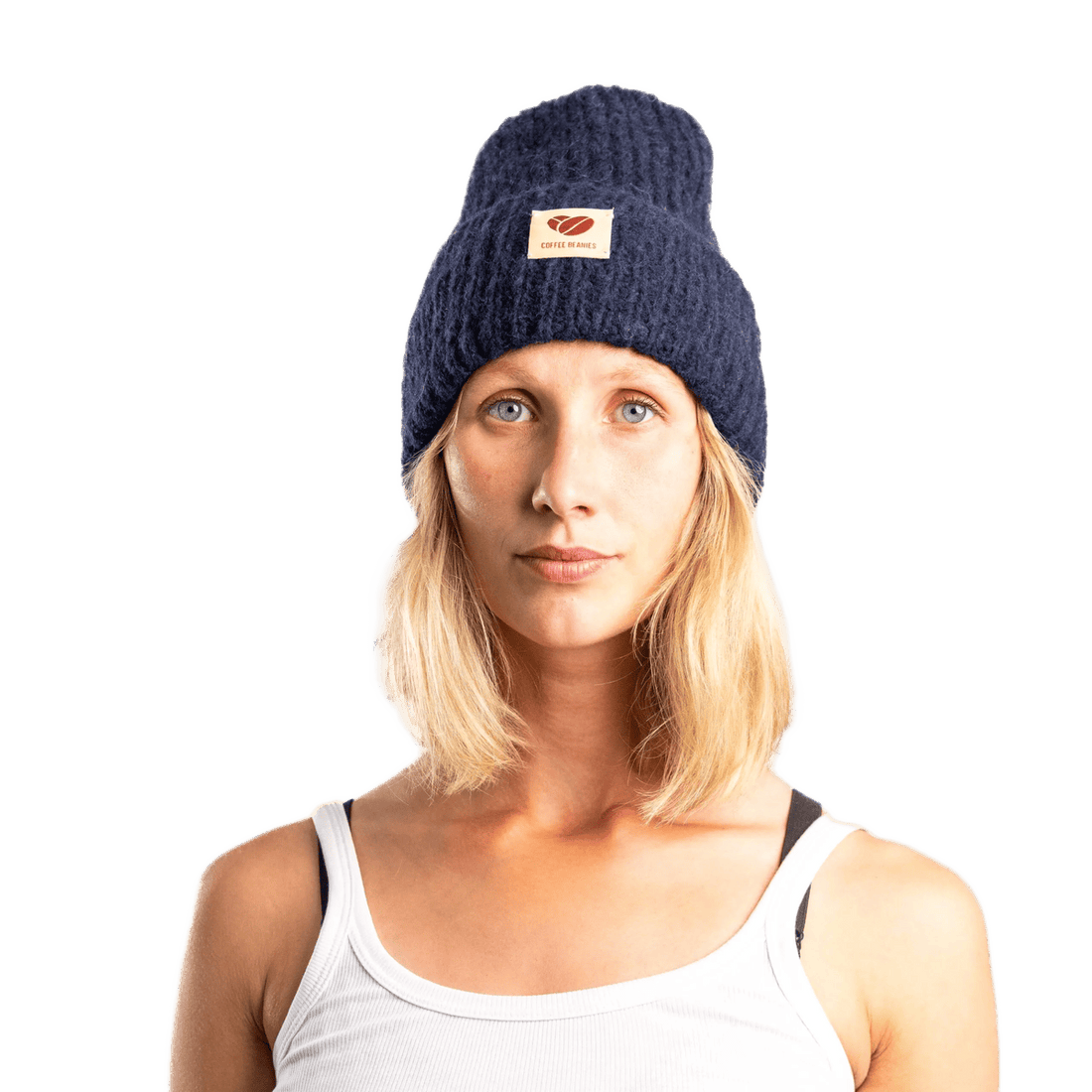 Mørkeblå klassisk hue fra Coffee Beanies i alpakauld - perfekt til vinter