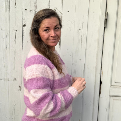 Ida Striktrøje - Alpacamix - Striped It. Pink/Purple