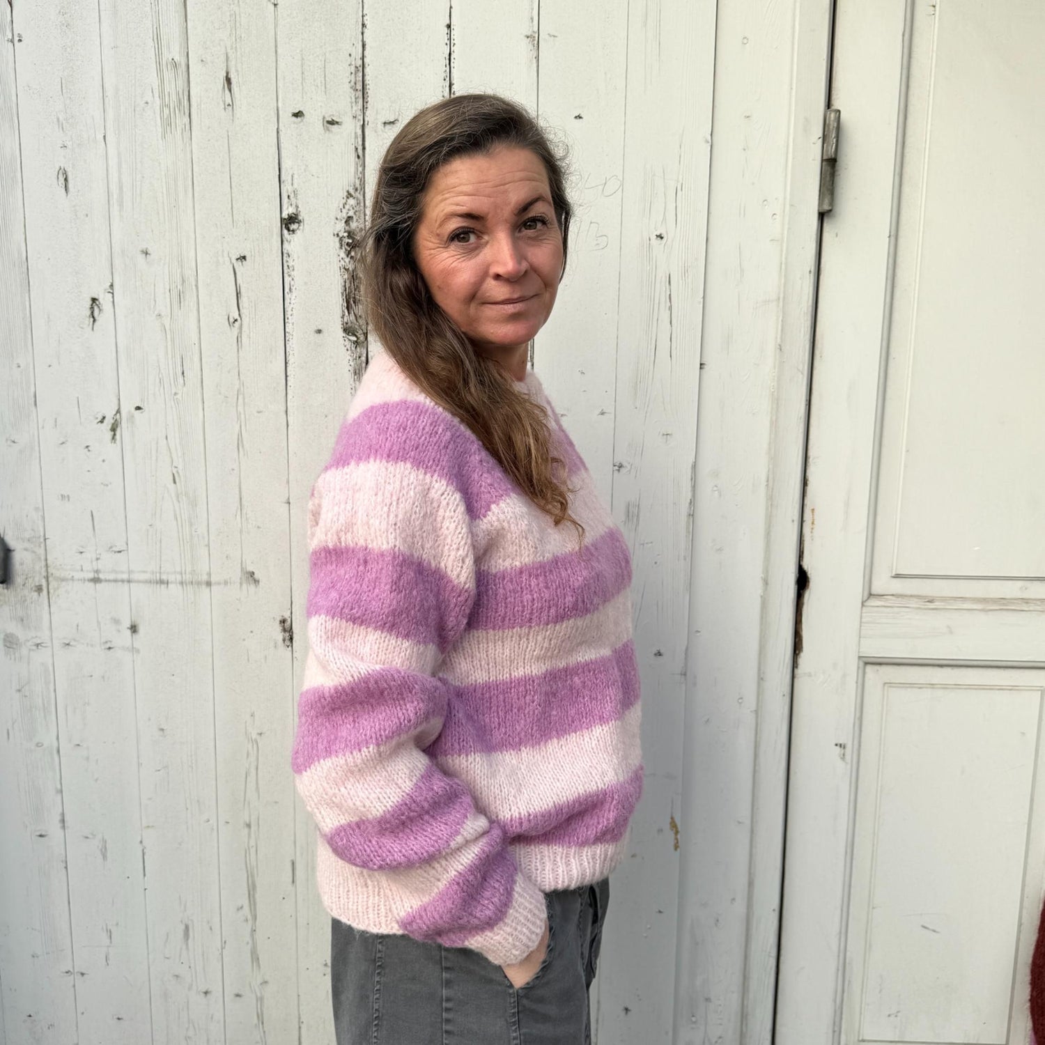 Ida Striktrøje - Alpacamix - Striped It. Pink/Purple