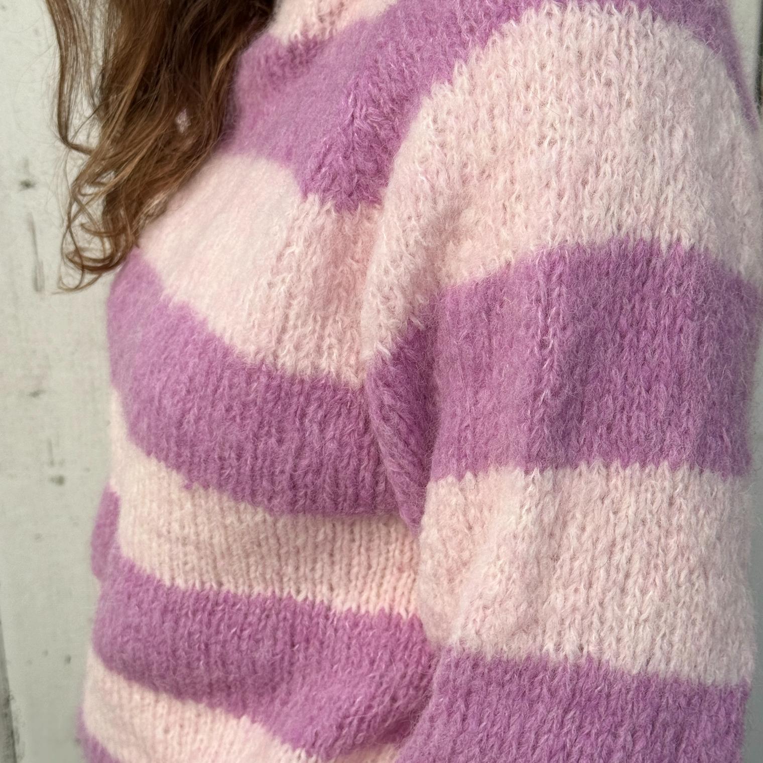 Ida Striktrøje - Alpacamix - Striped It. Pink/Purple