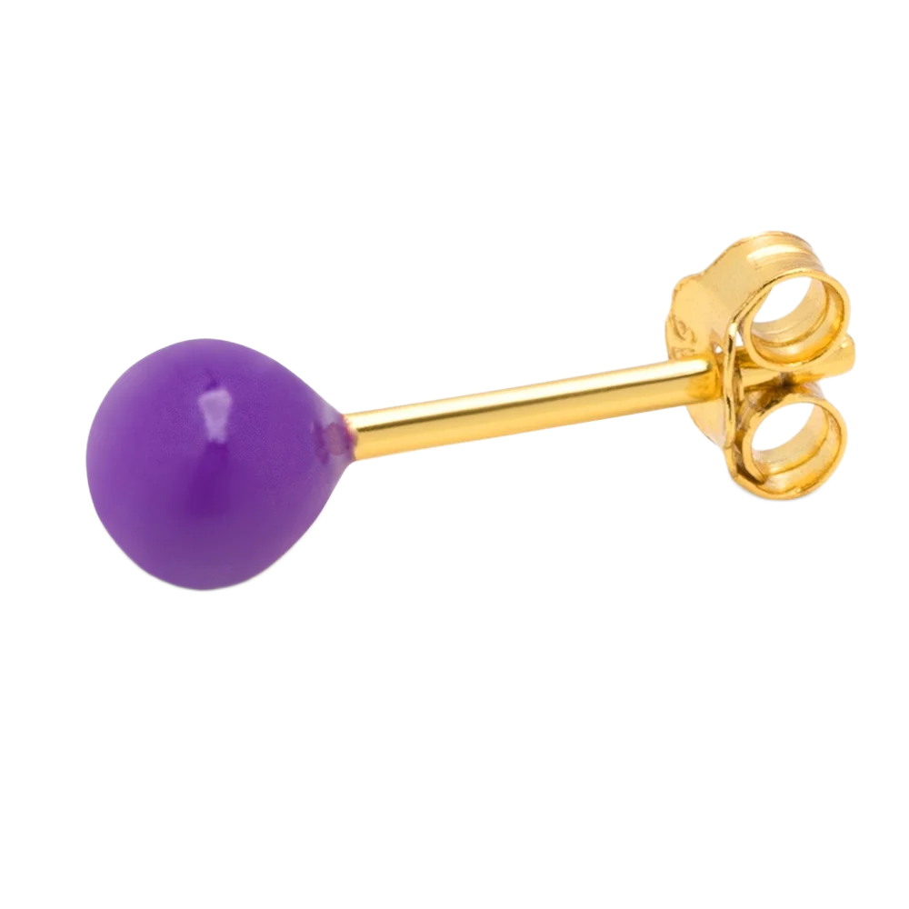 Color ball fra LULU Cph er en ørestik med en enkelt kugle på - denne er lilla.
