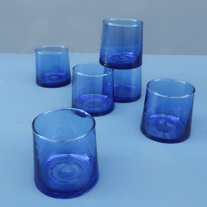 Marokkanske Beldi glas i blå.