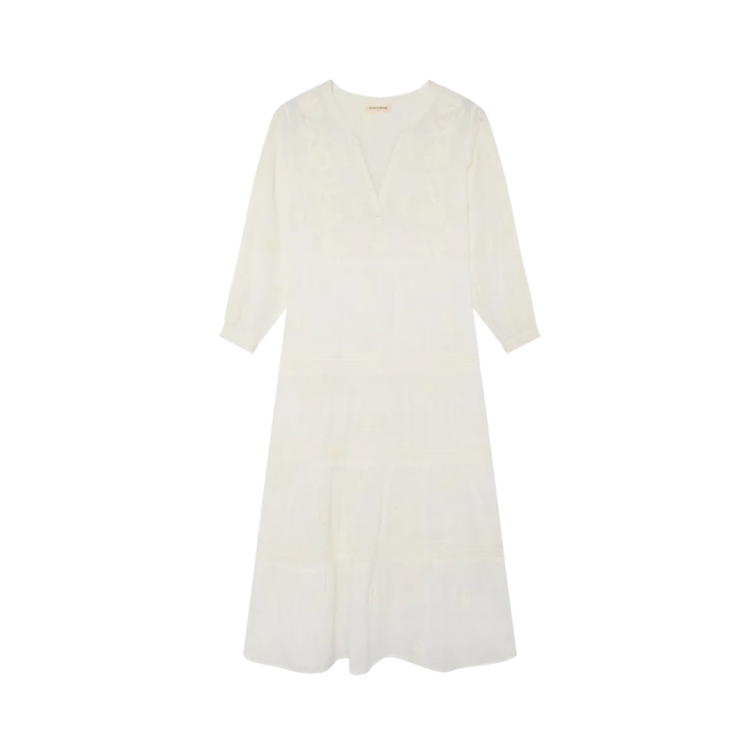 Maison Hotel off white kjole med V-udskæring og fine broderidetaljer i boheme stil
