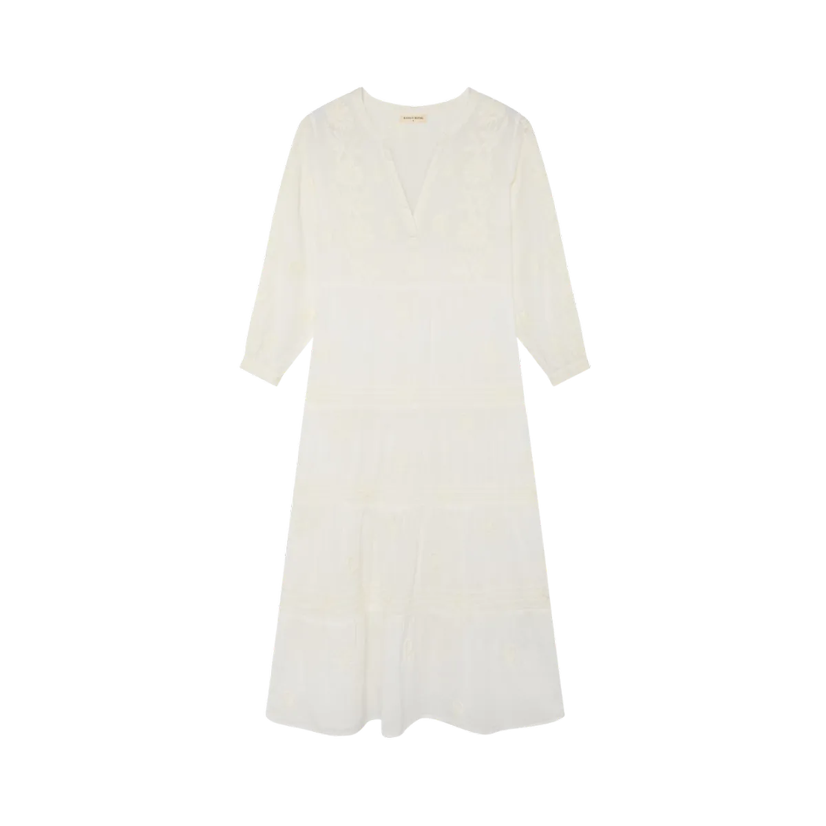 Maison Hotel off white kjole med V-udskæring og fine broderidetaljer i boheme stil
