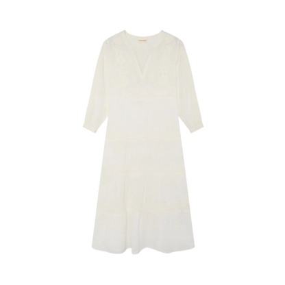 Maison Hotel off white kjole med V-udskæring og fine broderidetaljer i boheme stil