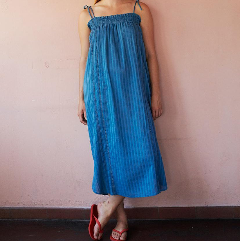 Laura Stropkjole - Øko Bomuld - Sea