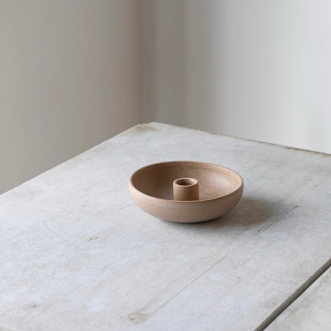 Damhus lille Oda lysestage skål i brun