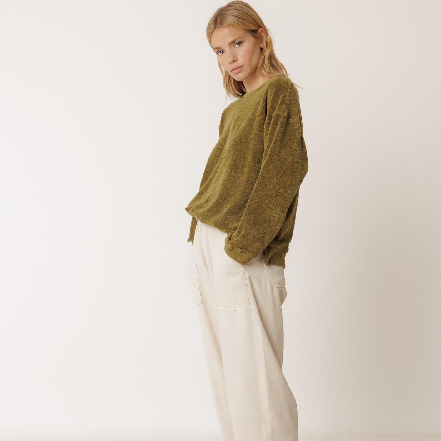 LARA Bluse - Bomuld - Khaki