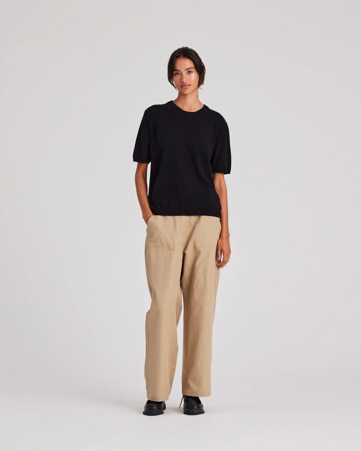 Ellia T-shirt Bluse - Cashmere - Black