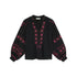 Sort bomuldsbluse med rosa og pink broderier fra Maison Hotel
