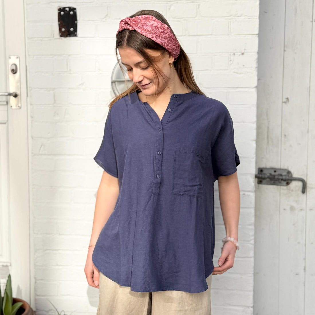 Colombo Skjorte - Hør - Deep Cobolt