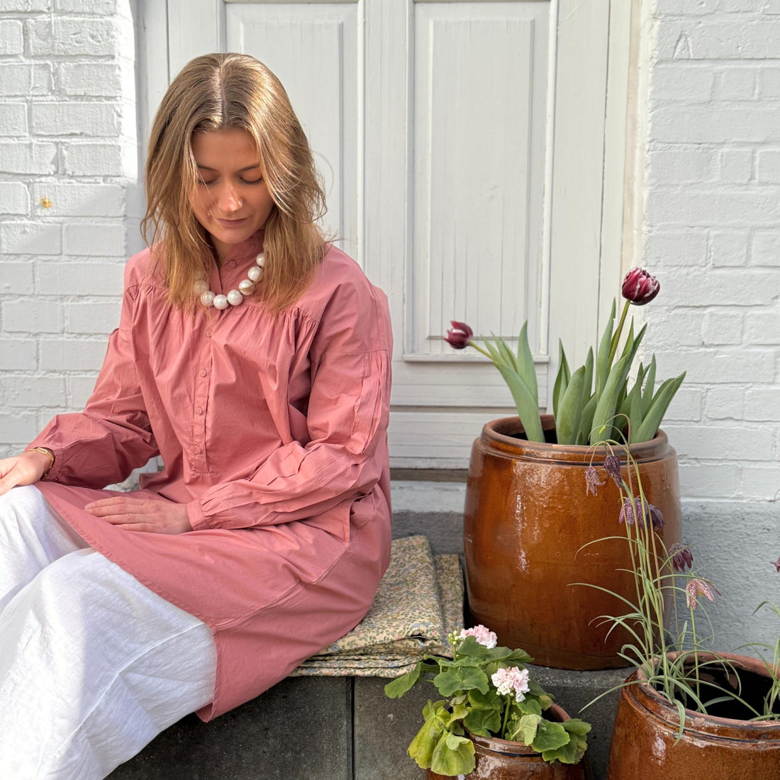 Paris Skjortekjole - Øko Bomuld - Ash Rose