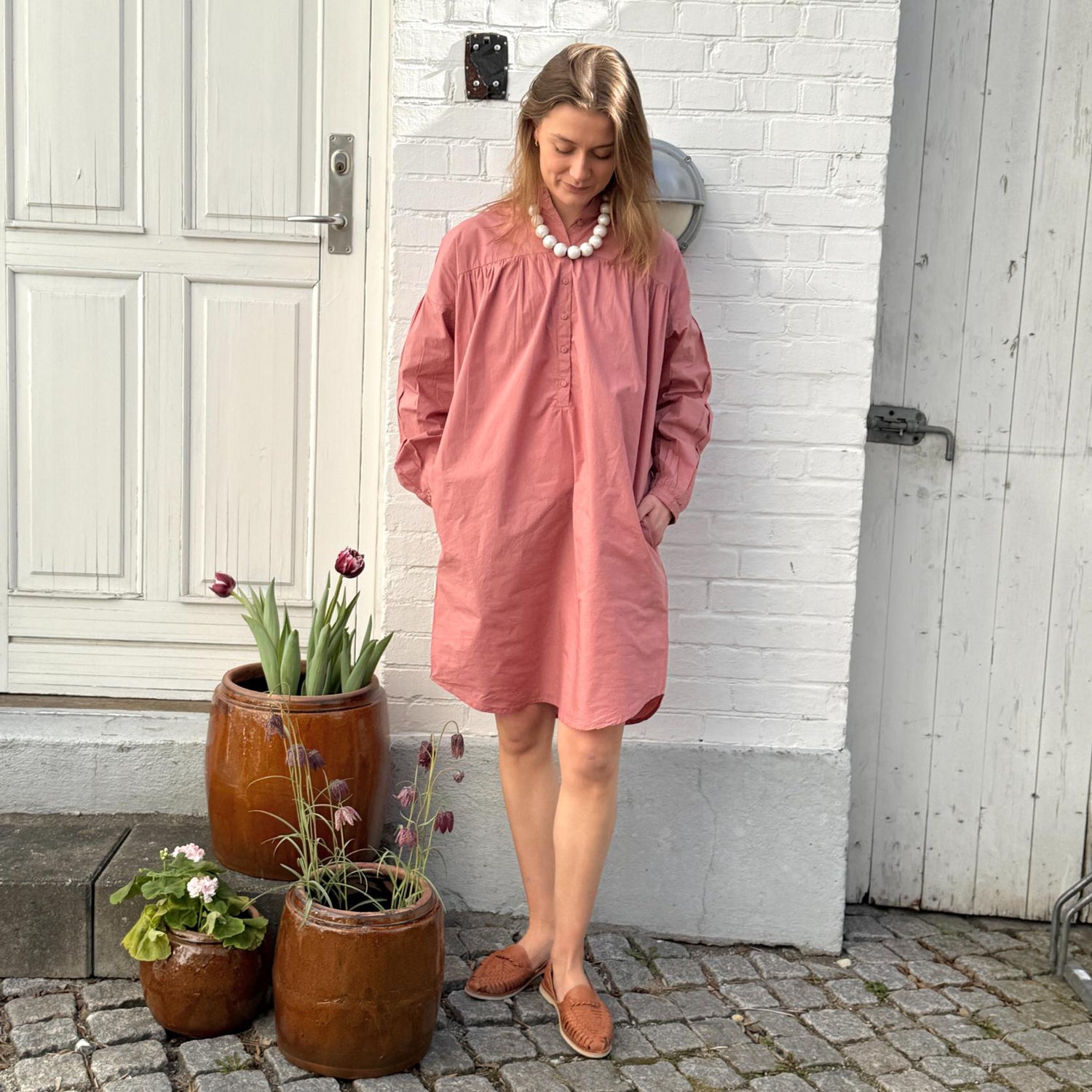Paris Skjortekjole - Øko Bomuld - Ash Rose