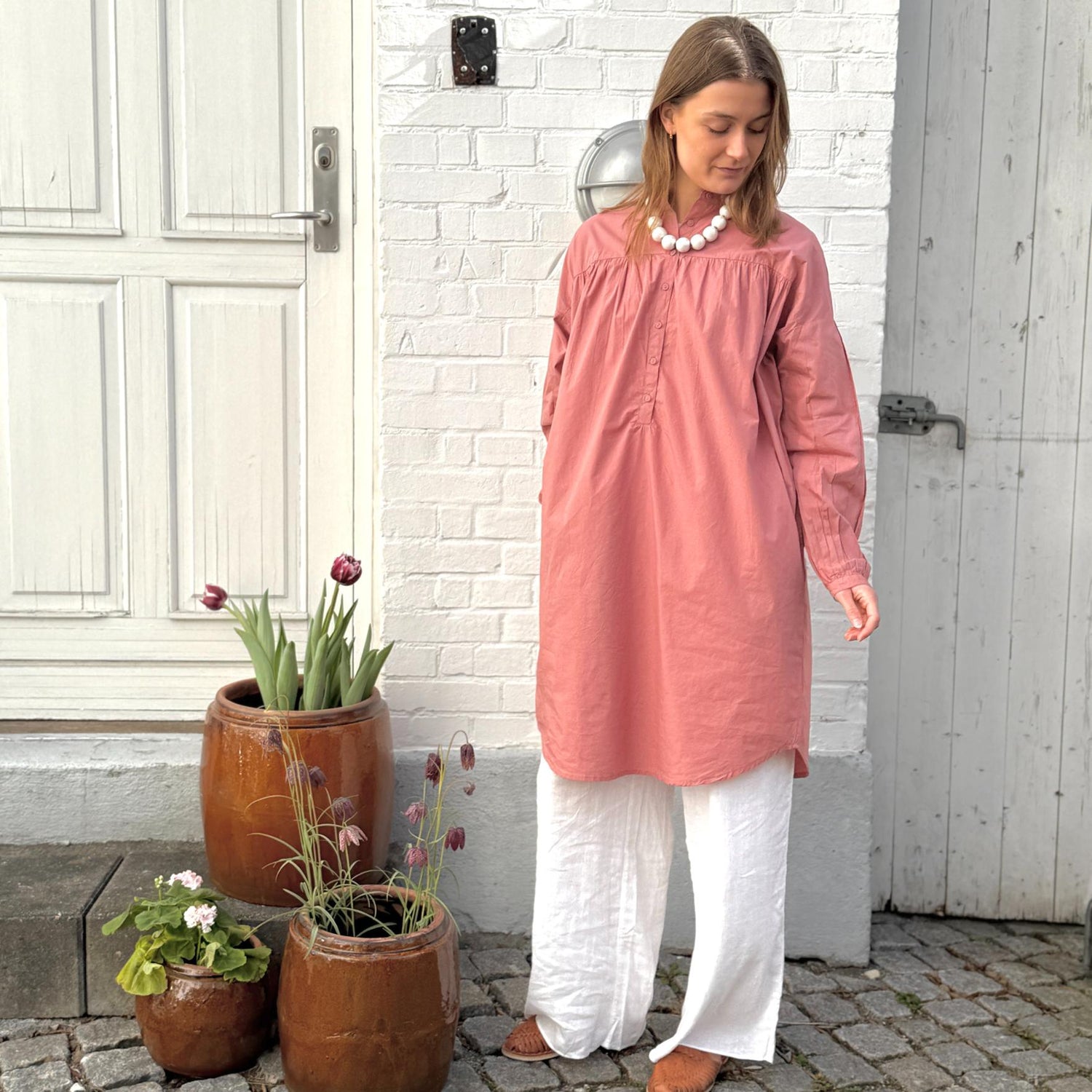 Paris Skjortekjole - Øko Bomuld - Ash Rose