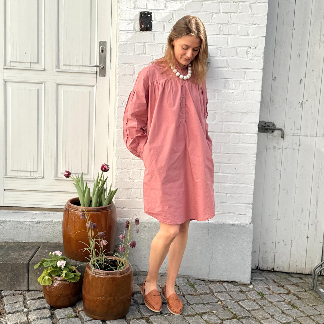 Paris Skjortekjole - Øko Bomuld - Ash Rose