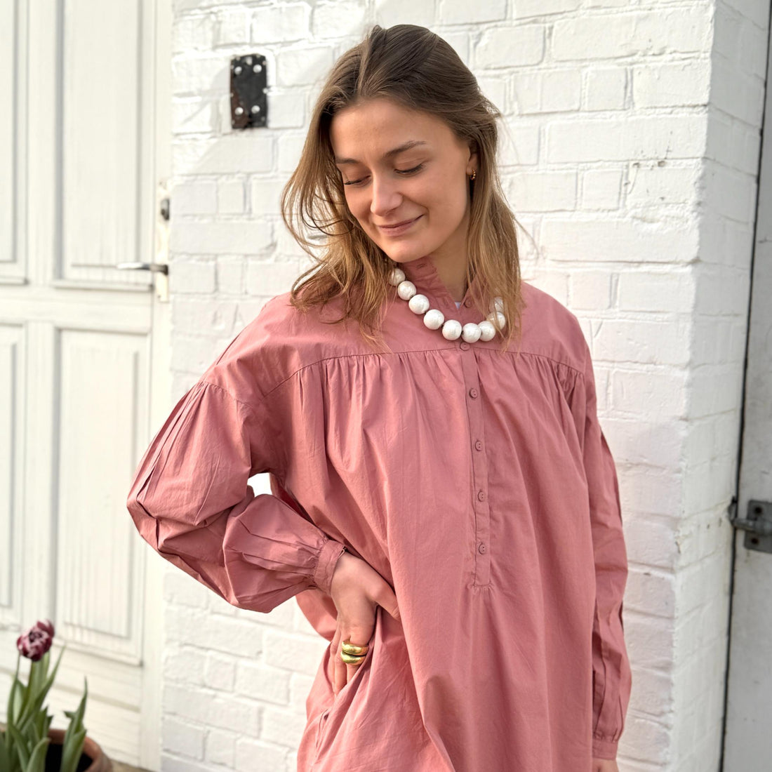 Paris Skjortekjole - Øko Bomuld - Ash Rose