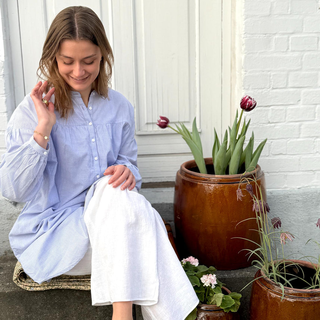 Paris Skjortekjole - Øko Bomuld - Baby Lavender Stripe