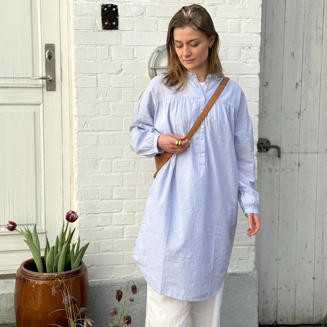 Paris Skjortekjole - Øko Bomuld - Baby Lavender Stripe