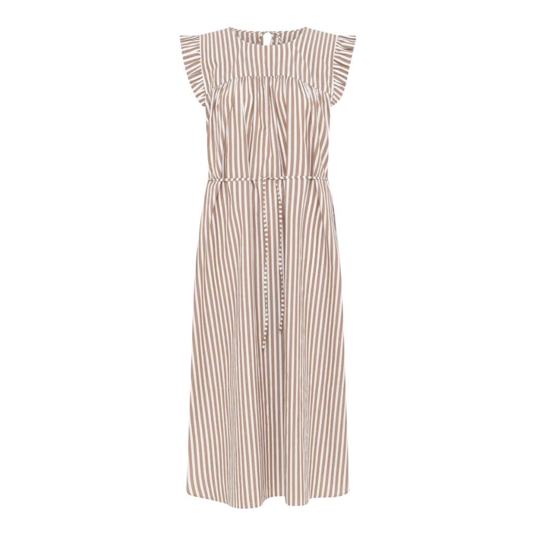 Stockholm Dress - BCI Bomuld - Coffee Wide Stripe